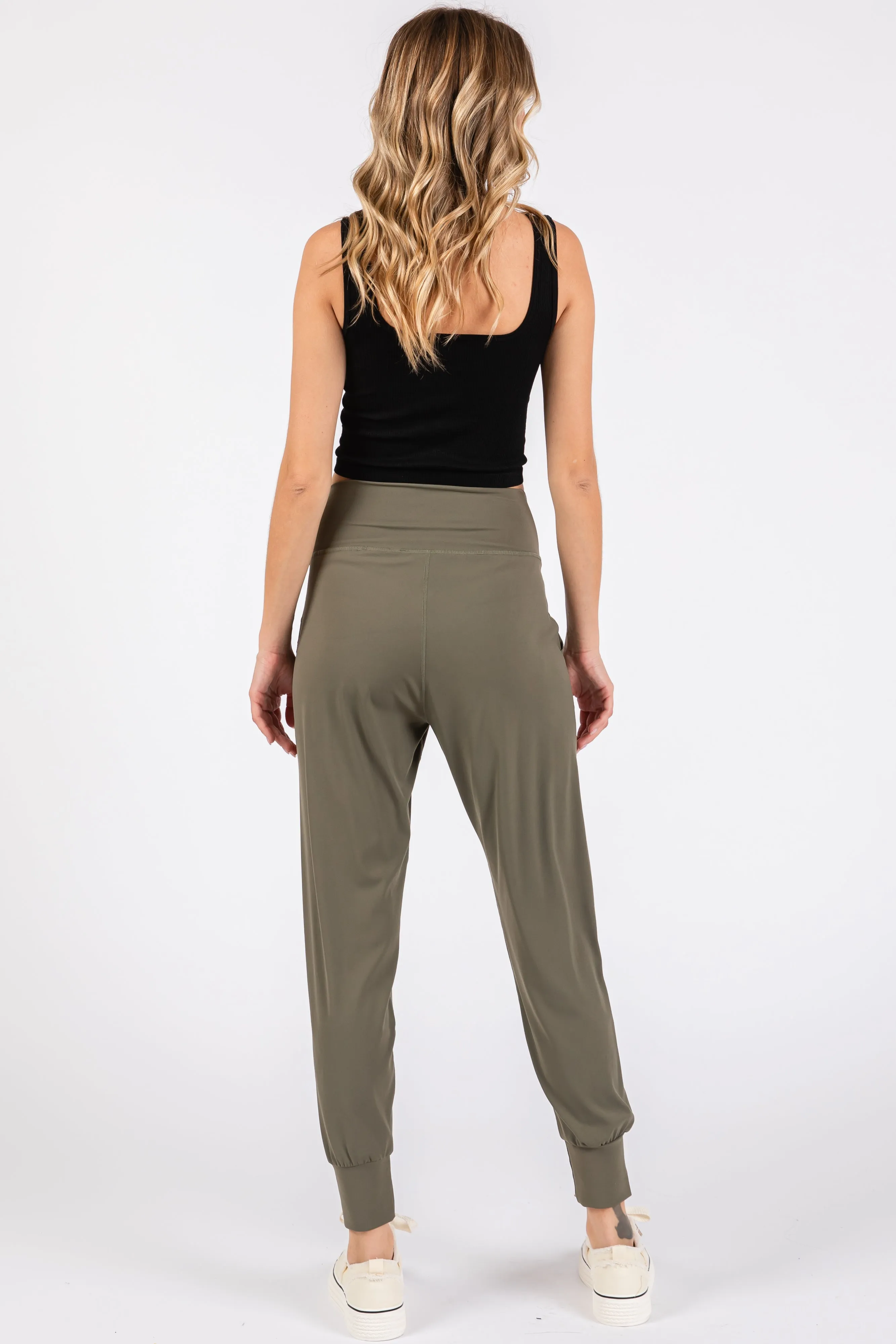 Olive High Waist Crop Joggers sold by Pinkblush product image thumbnail 3