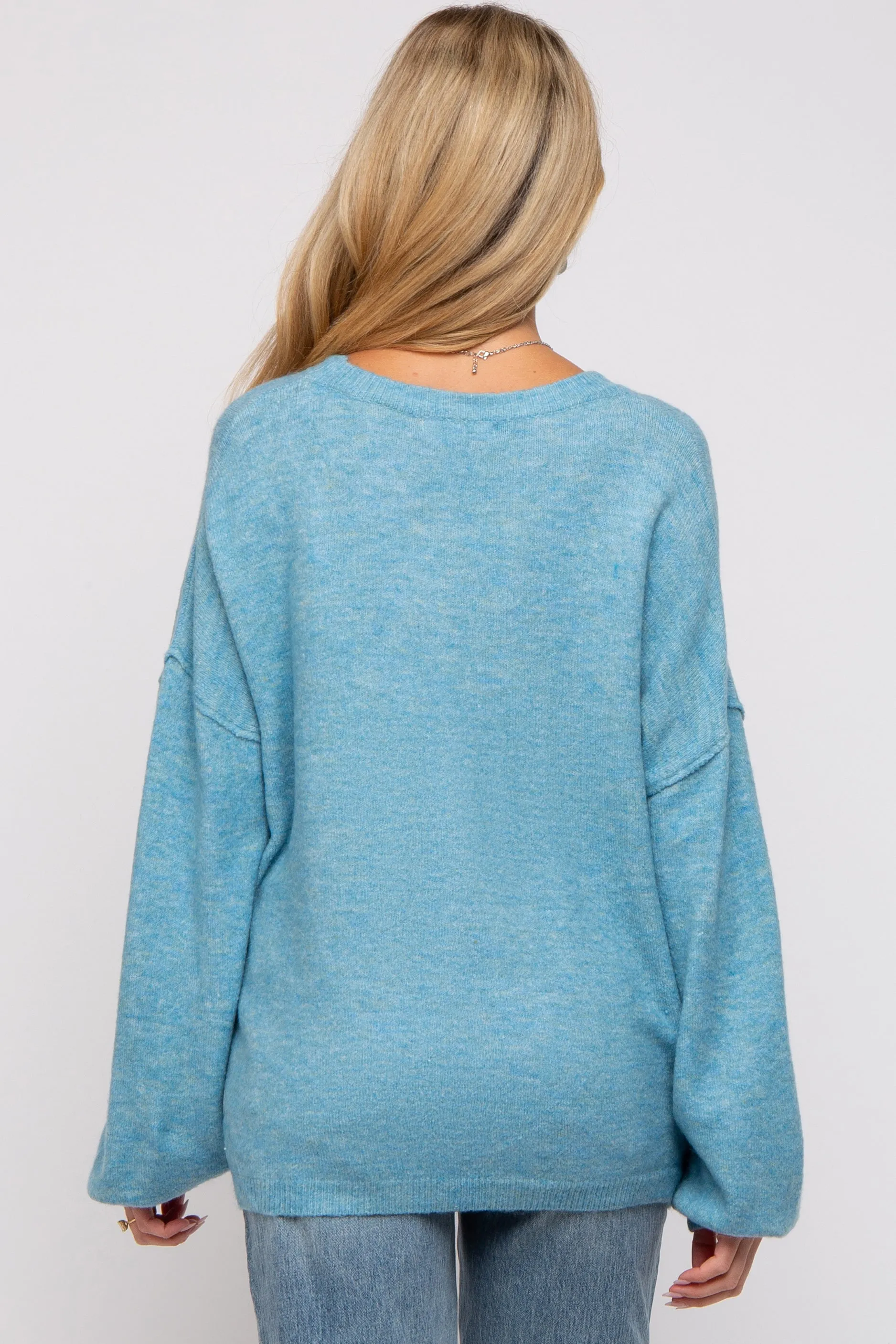 Blue Basic Drop Shoulder Maternity Sweater sold by Pinkblush product image thumbnail 3