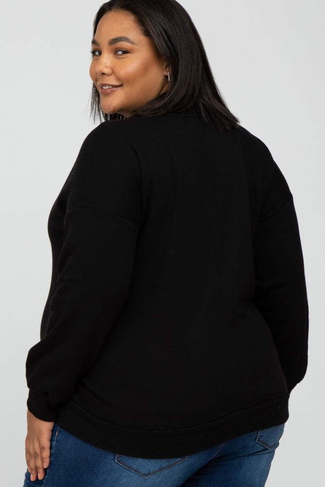 Black Pocketed Plus Maternity Sweatshirt sold by Pinkblush product image thumbnail 2