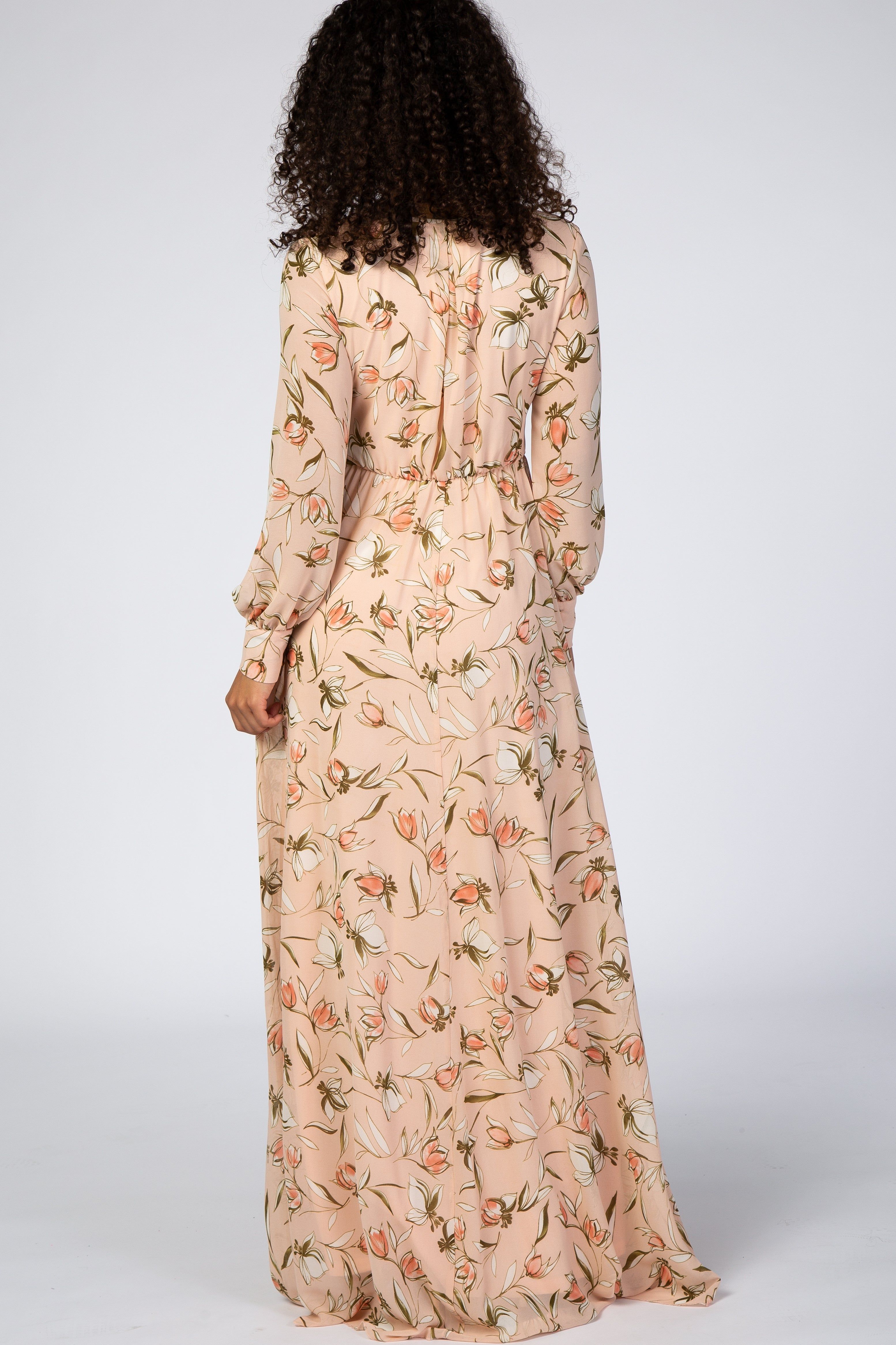 Light Pink Floral Long Sleeve Maxi Dress sold by Pinkblush product image thumbnail 3