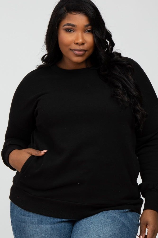 Black Pocketed Plus Maternity Sweatshirt sold by Pinkblush product image thumbnail 4