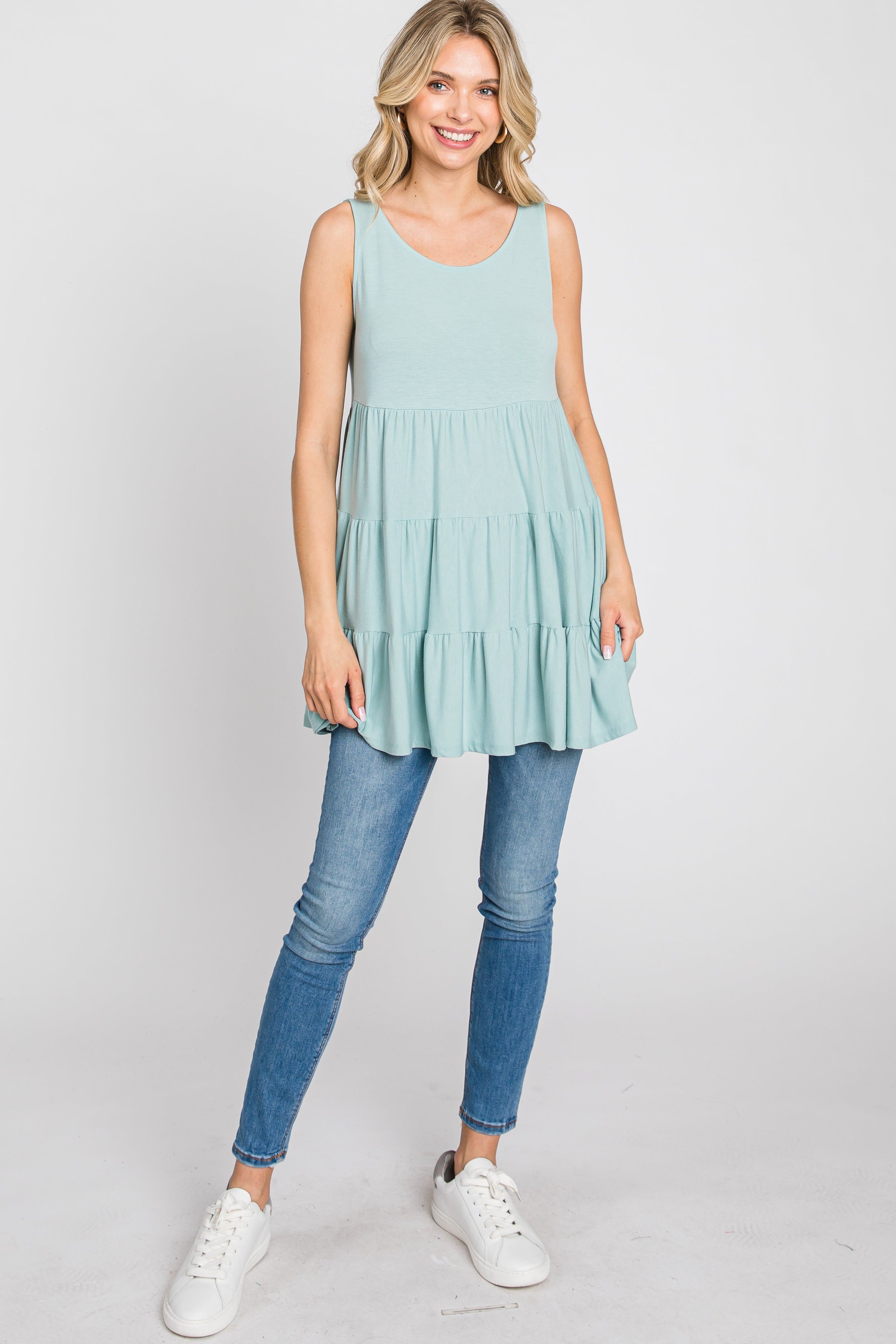 Mint Tiered Sleeveless Top sold by Pinkblush product image thumbnail 2