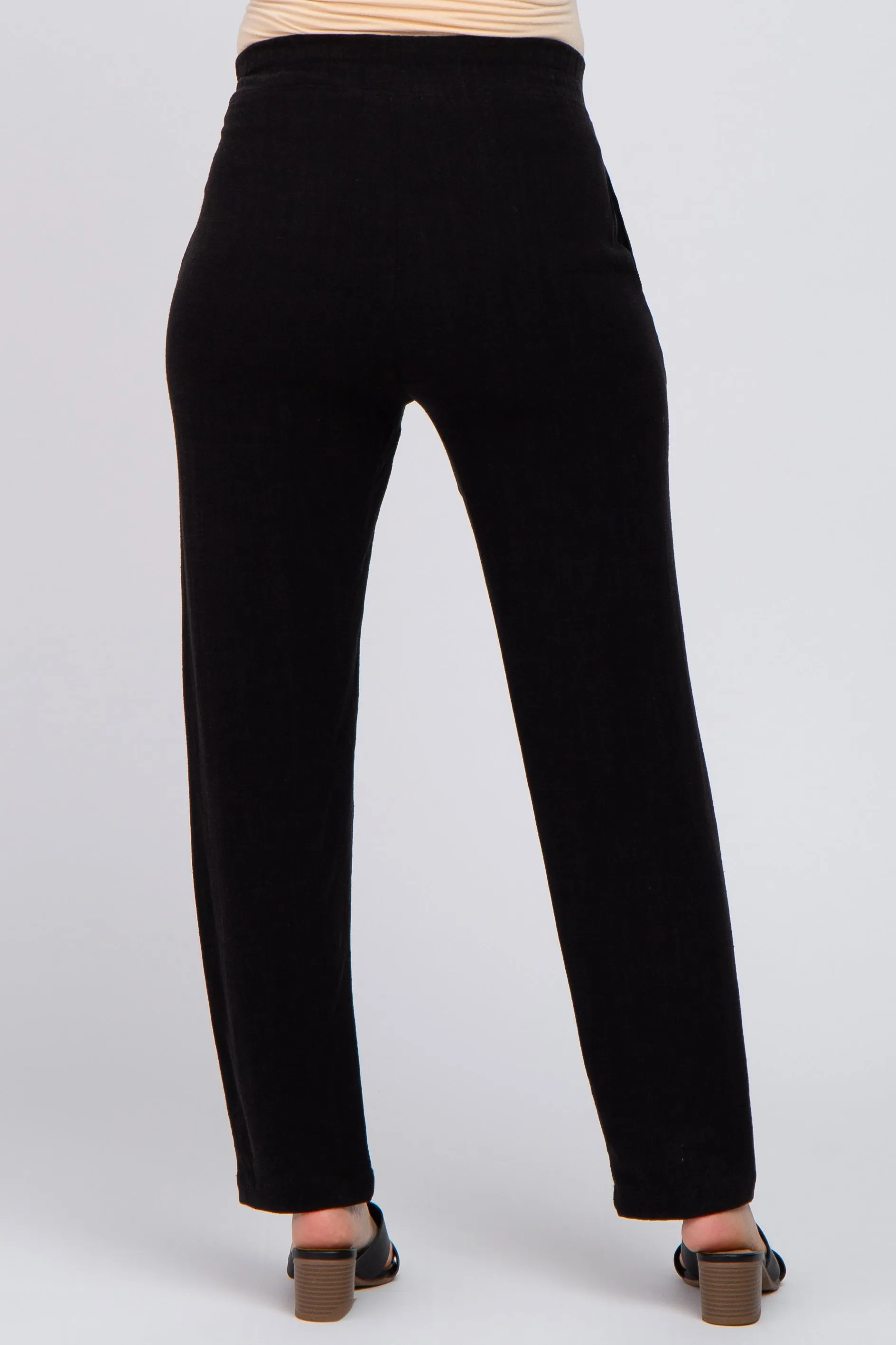 Black Linen Maternity Pants sold by Pinkblush product image thumbnail 4