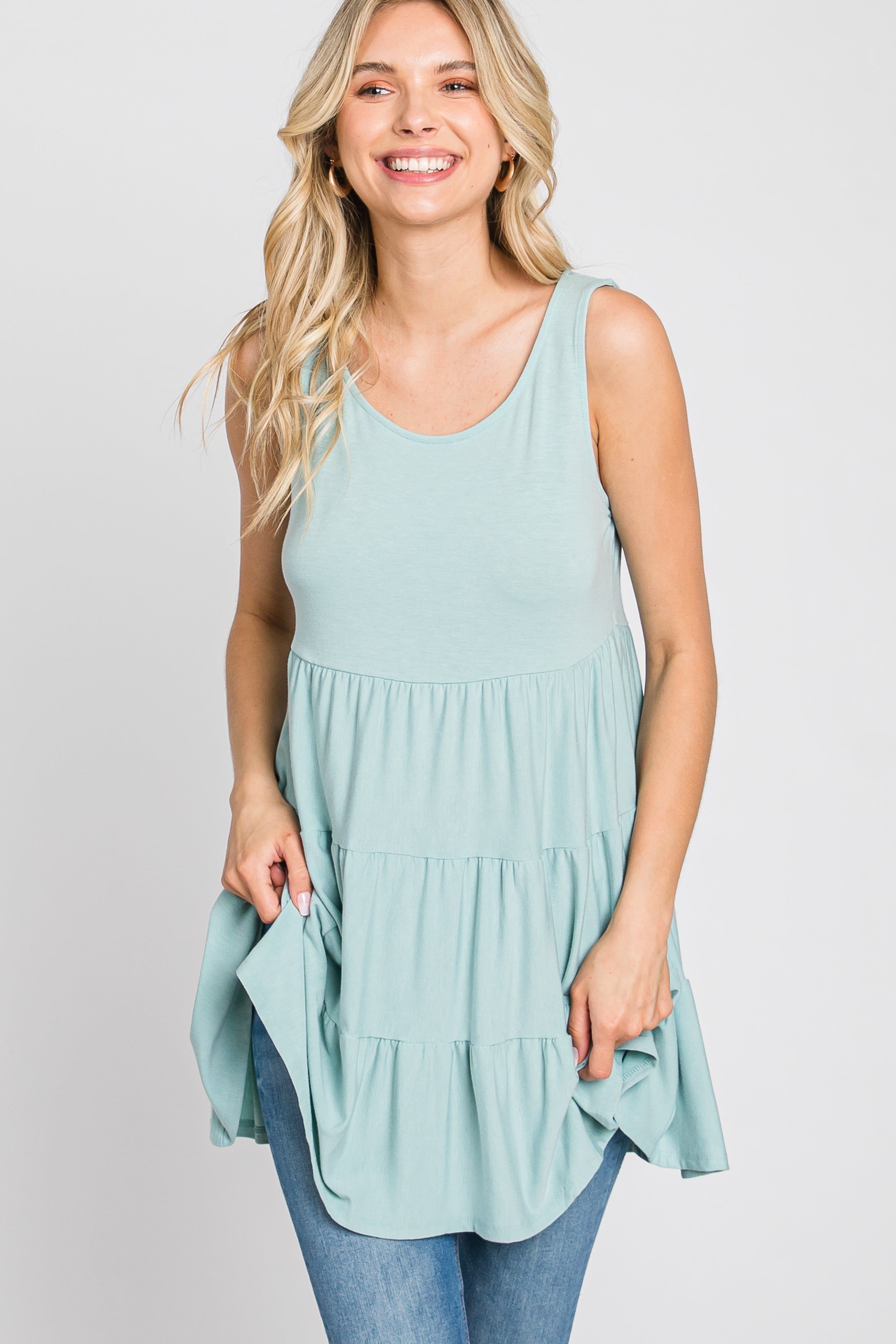Mint Tiered Sleeveless Top sold by Pinkblush product image thumbnail 9