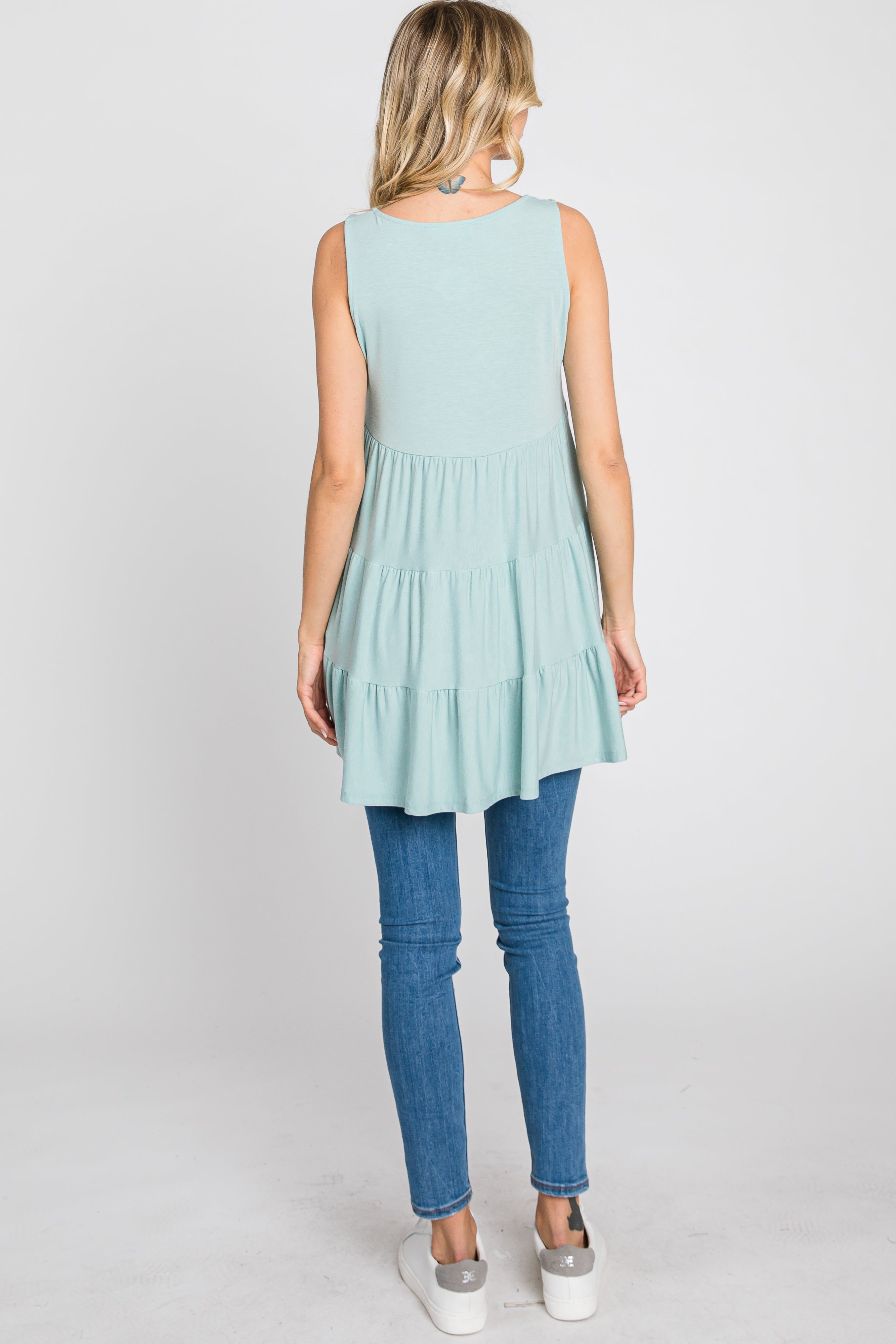 Mint Tiered Sleeveless Top sold by Pinkblush product image thumbnail 7