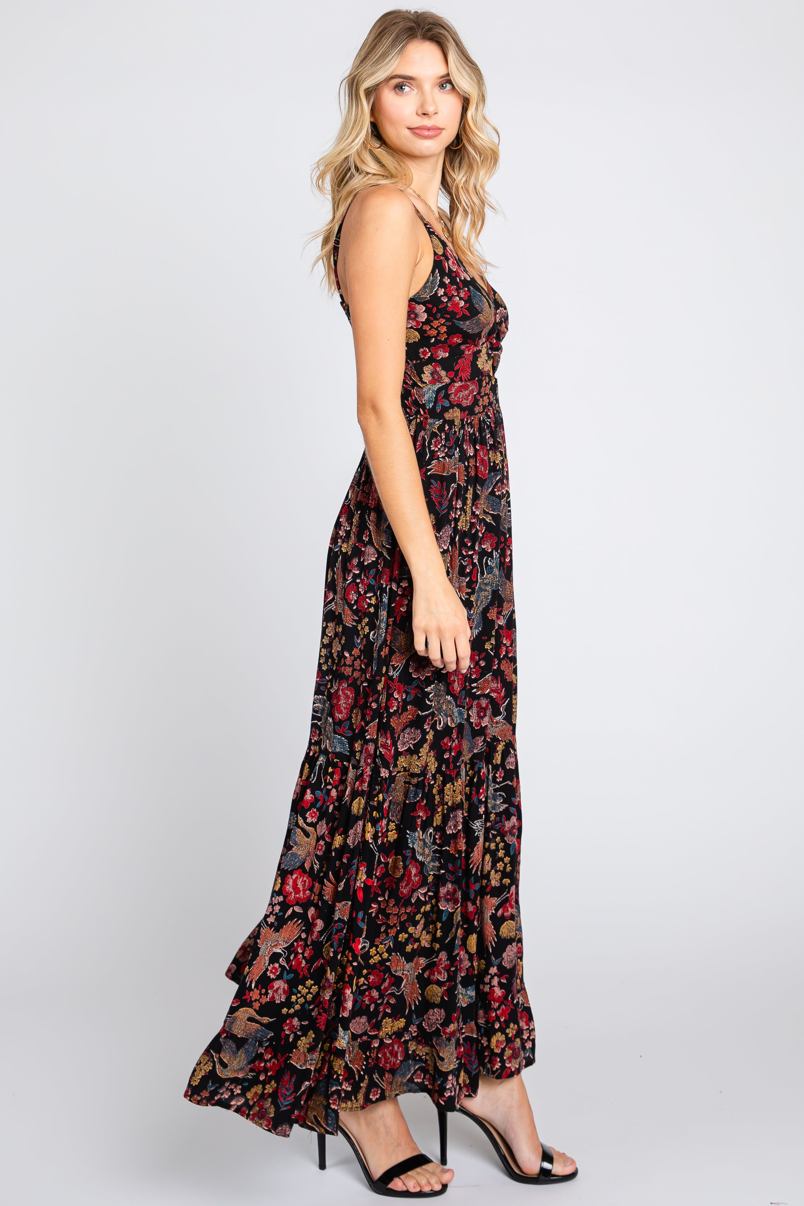 Black Floral Cutout Sleeveless Maxi Dress sold by Pinkblush product image thumbnail 2