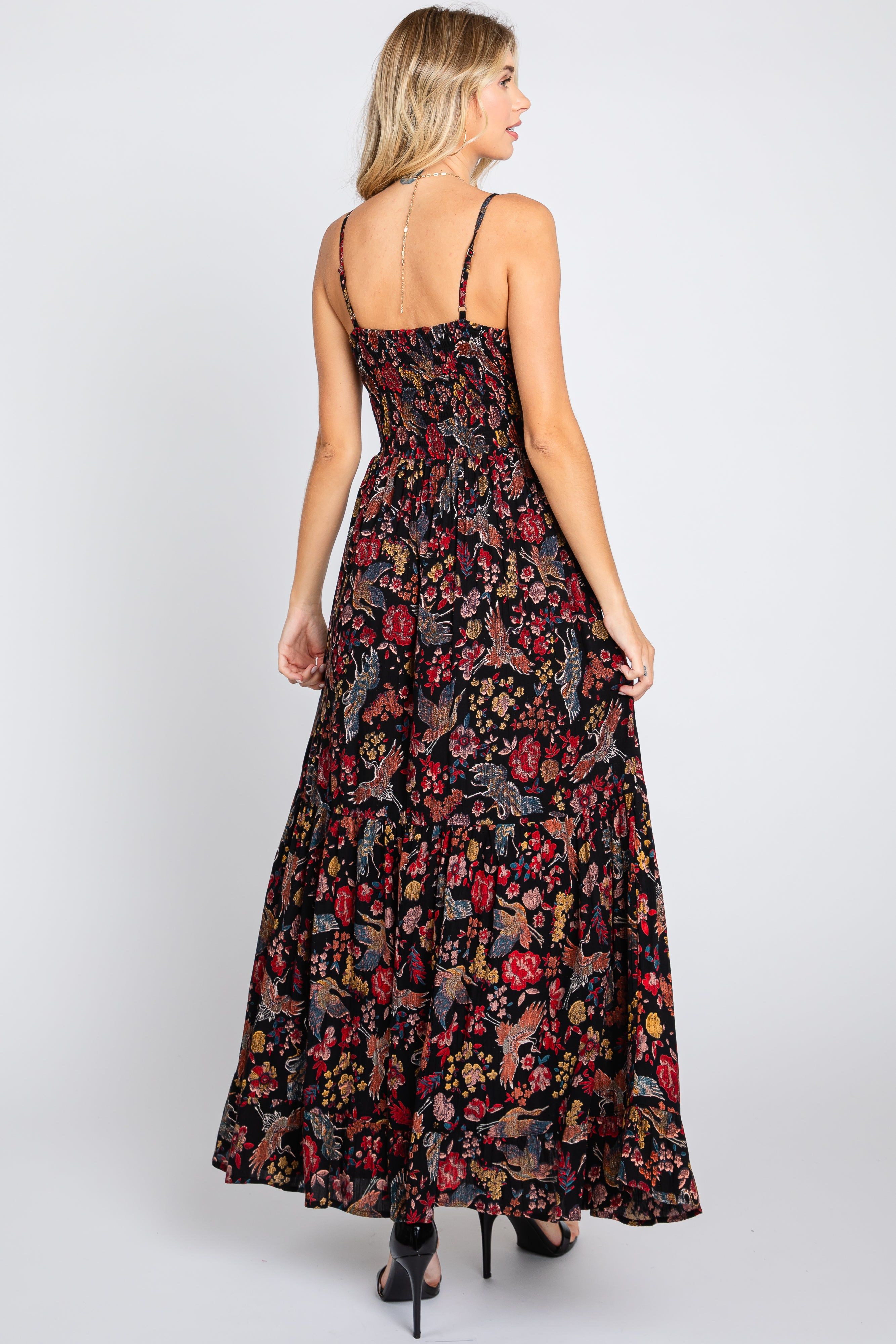 Black Floral Cutout Sleeveless Maxi Dress sold by Pinkblush product image thumbnail 3