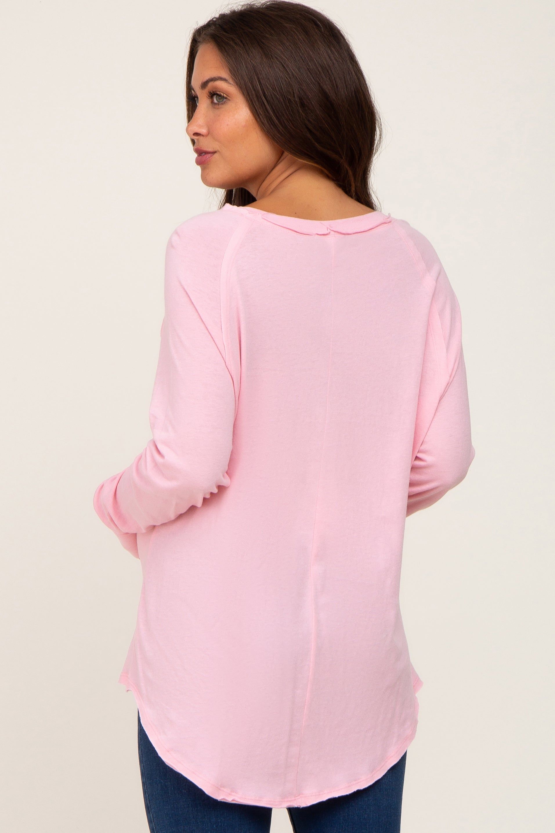 Pink Distressed Seam Maternity Long Sleeve Top sold by Pinkblush product image thumbnail 3