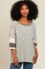 Grey Mixed Print Dolman Sleeve Top sold by Pinkblush
