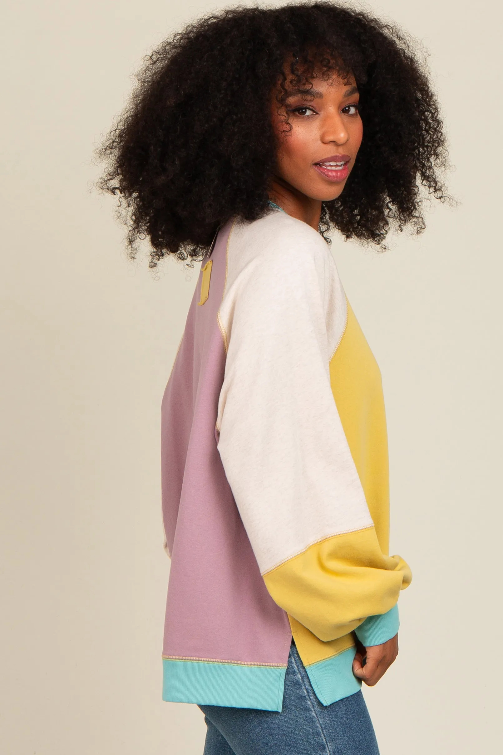 Yellow Colorblock Bubble Sleeve Pullover sold by Pinkblush product image thumbnail 5