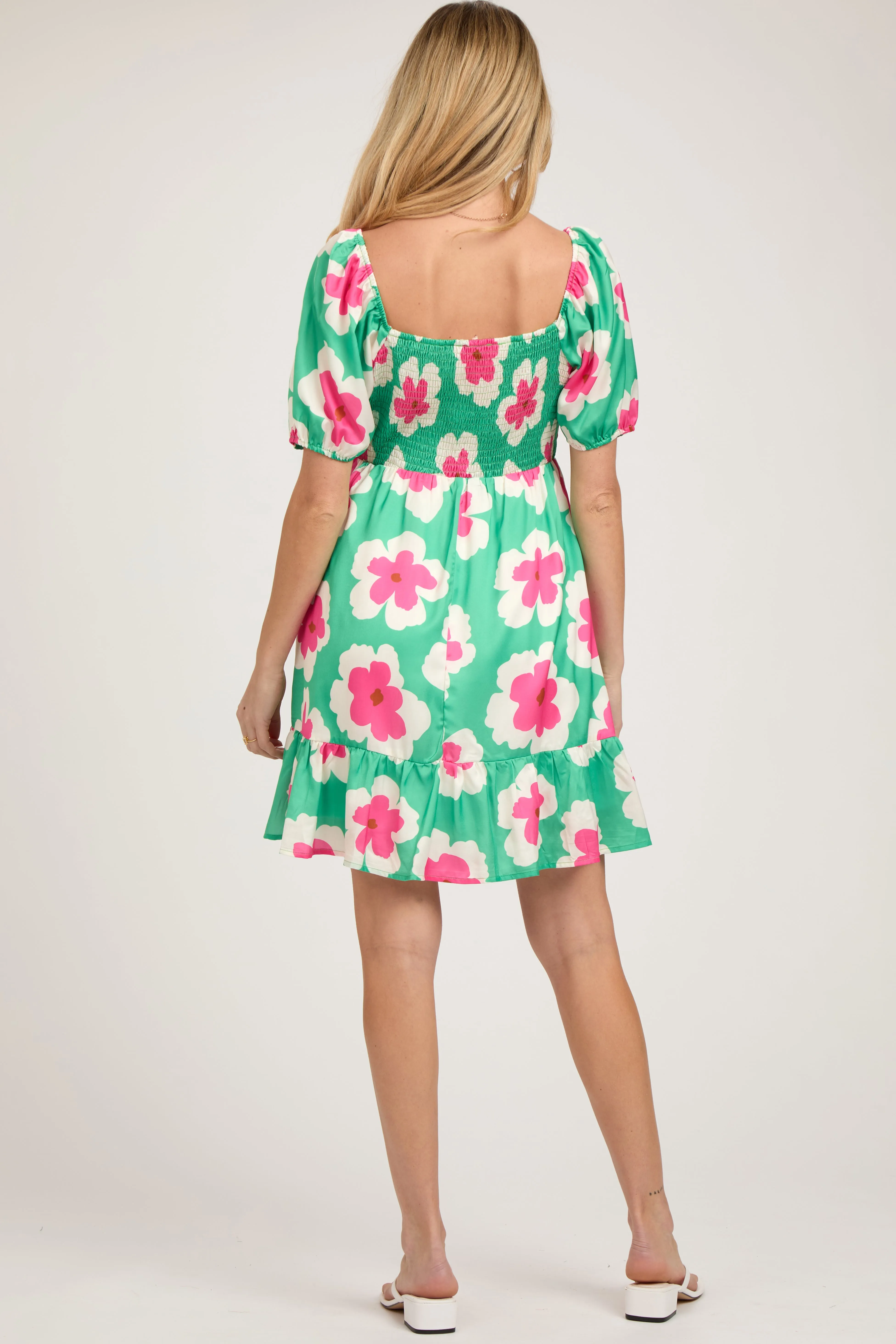 Green Floral Ruffle Hem Maternity Dress sold by Pinkblush product image thumbnail 3
