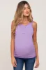 Lavender Sleeveless Ribbed Button Front Maternity Top sold by Pinkblush