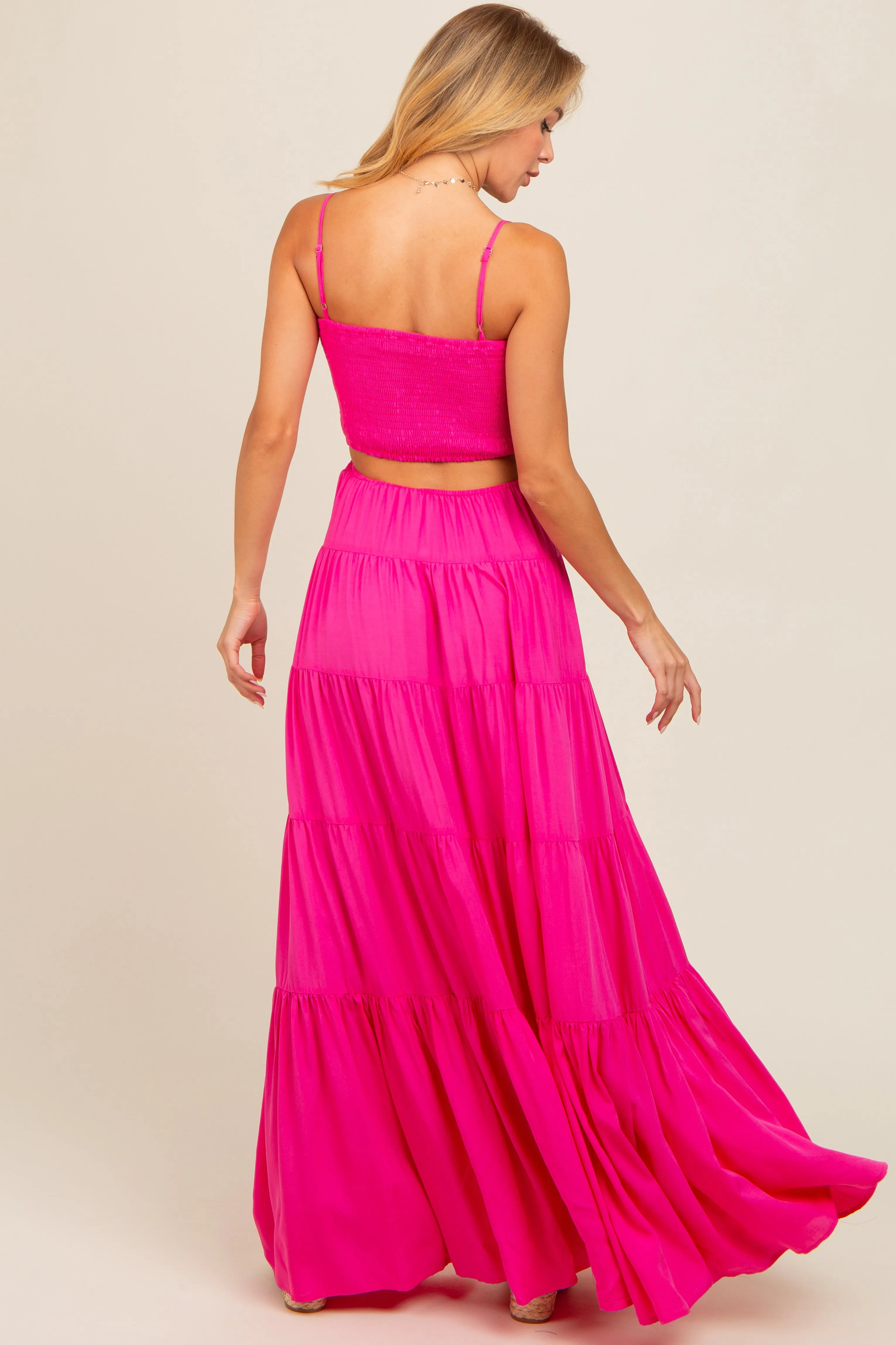 Pink Smocked Cutout Maxi Dress sold by Pinkblush product image thumbnail 3