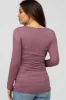 Mauve Long Sleeve Fitted Ruched Maternity Top sold by Pinkblush