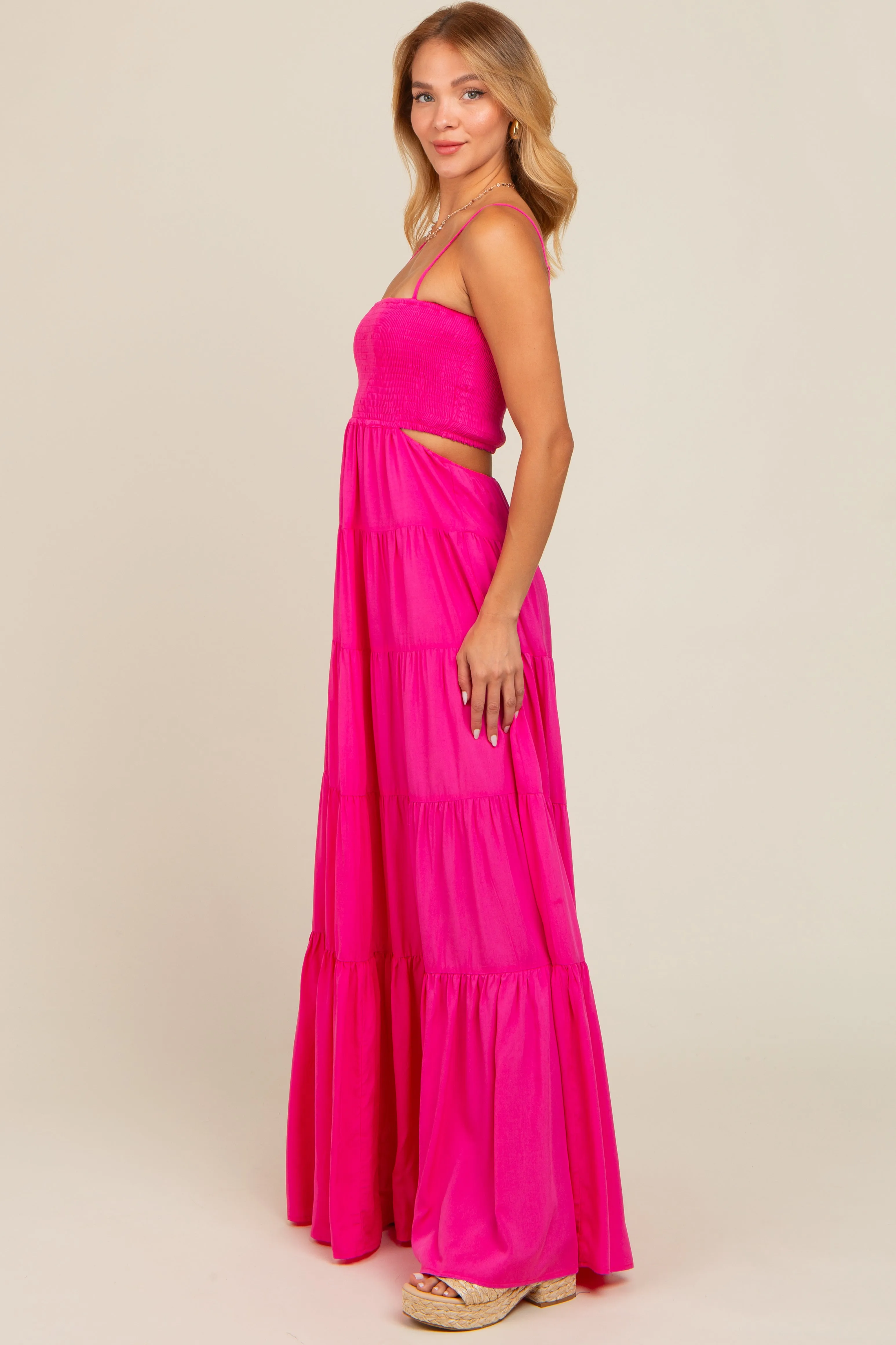 Pink Smocked Cutout Maxi Dress sold by Pinkblush product image thumbnail 2