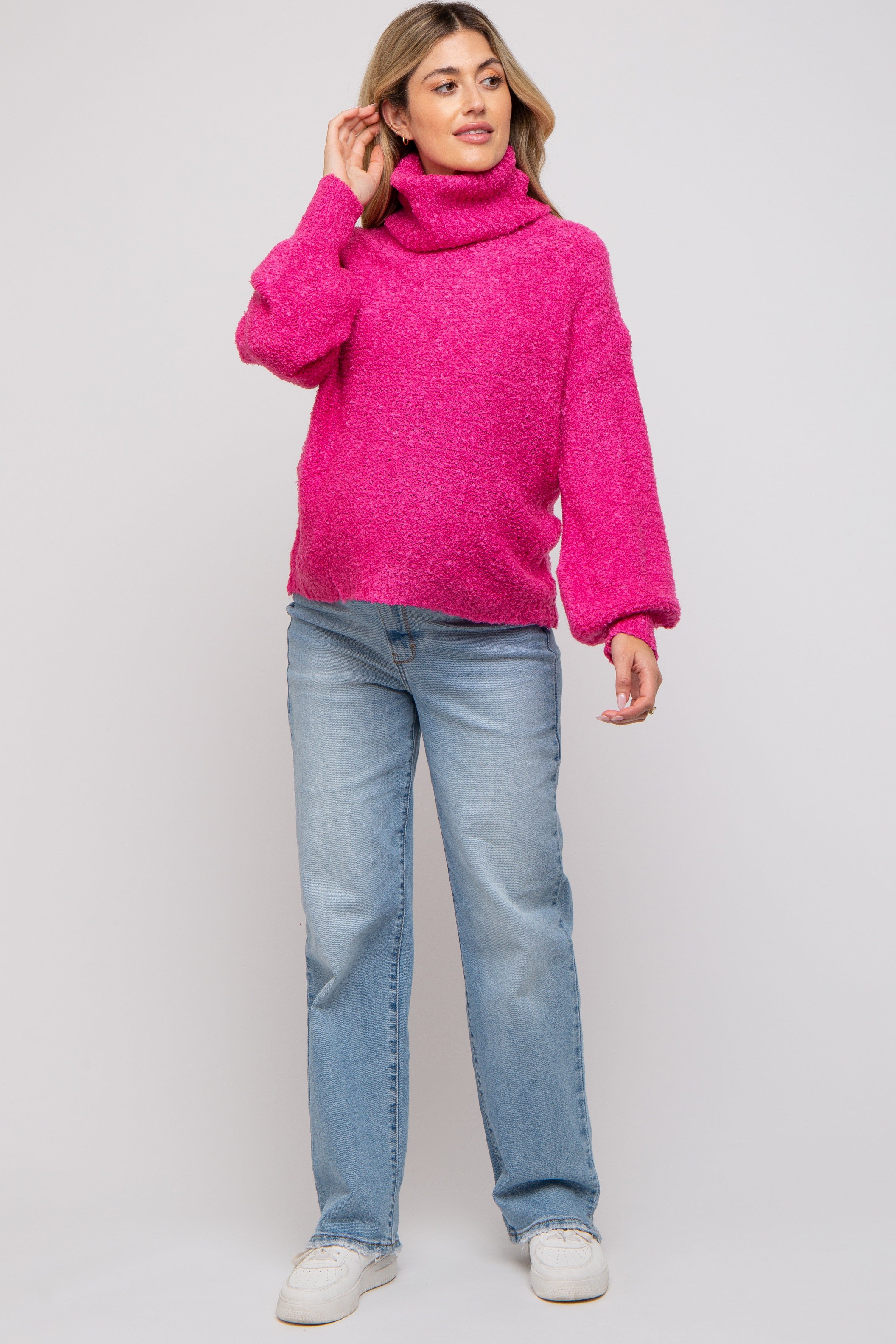 Magenta Knit Turtle Neck Maternity Sweater sold by Pinkblush product image thumbnail 5