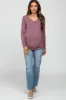 Mauve Long Sleeve Fitted Ruched Maternity Top sold by Pinkblush