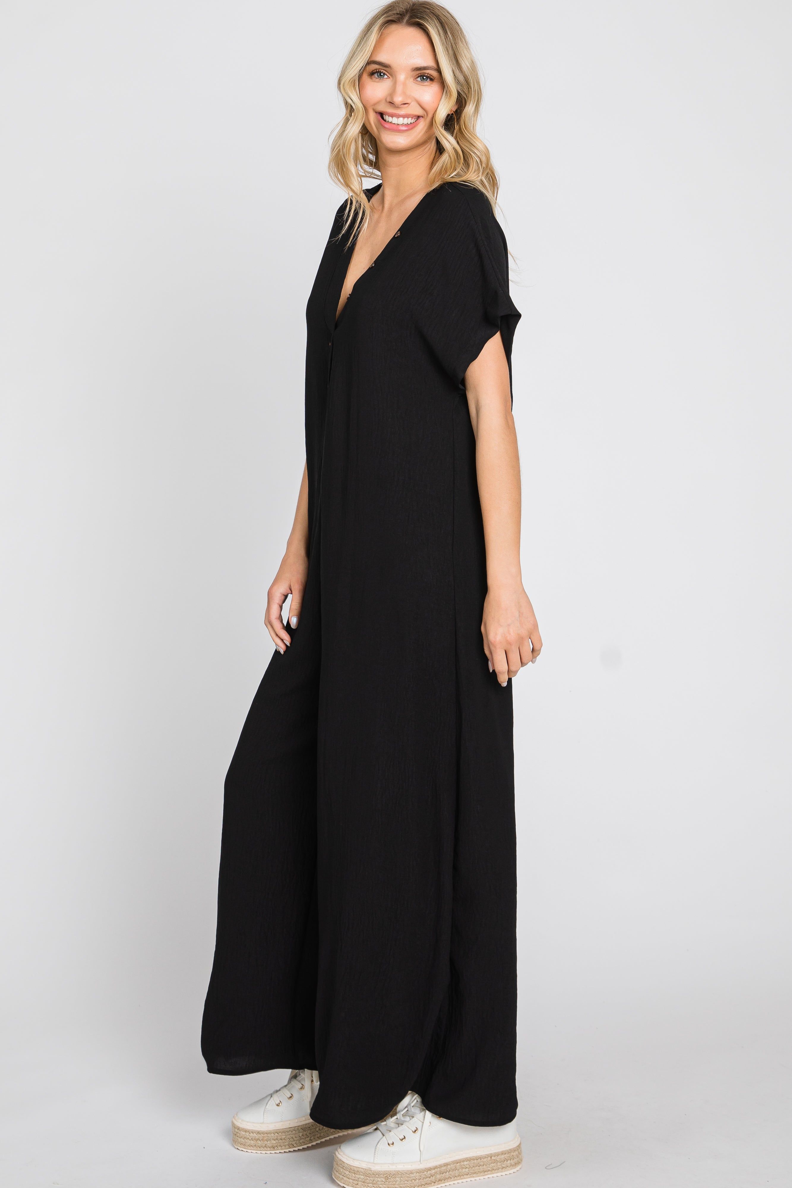 Black Front Button Accent Jumpsuit sold by Pinkblush product image thumbnail 2