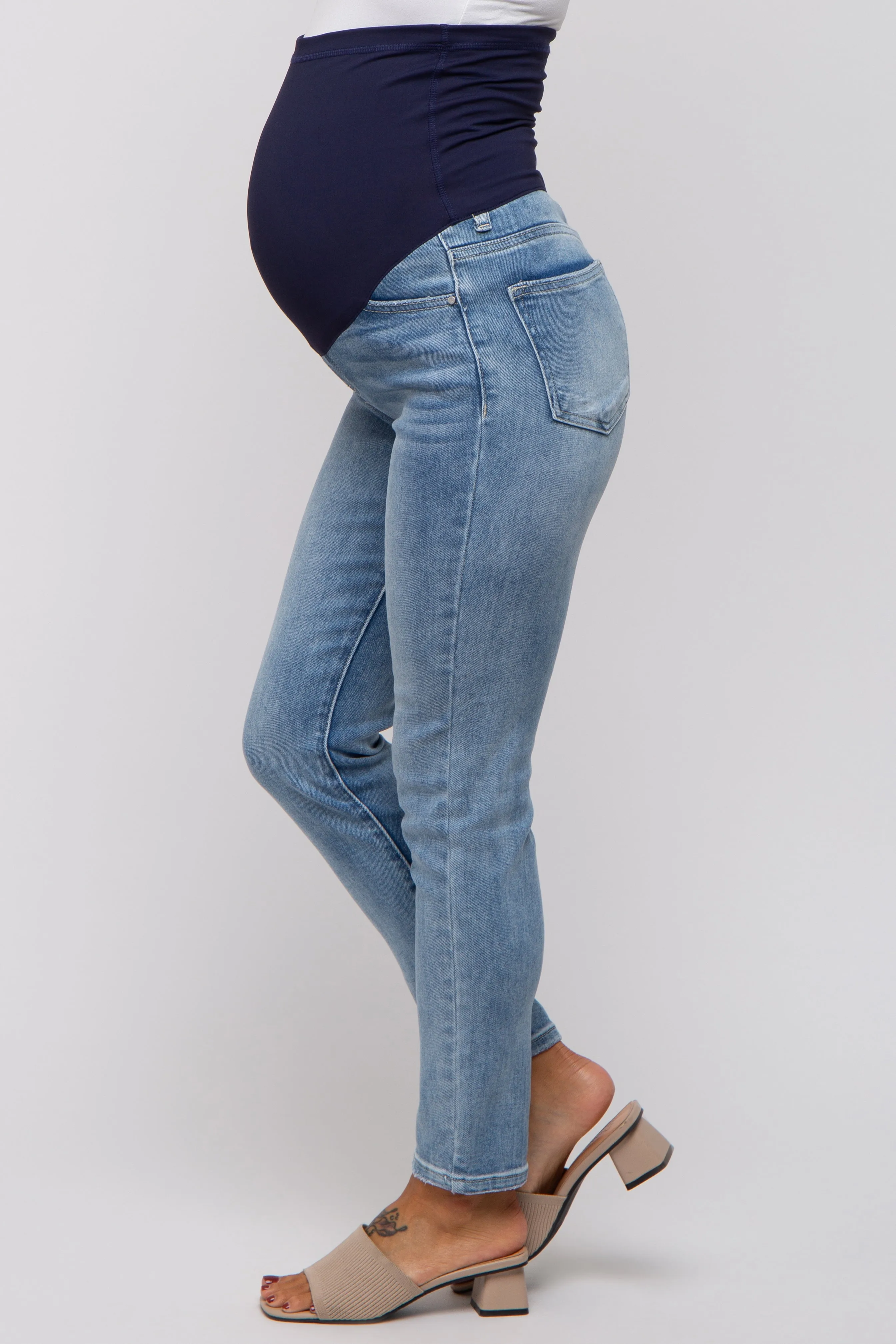 Light Blue Maternity Skinny Jeans sold by Pinkblush product image thumbnail 4
