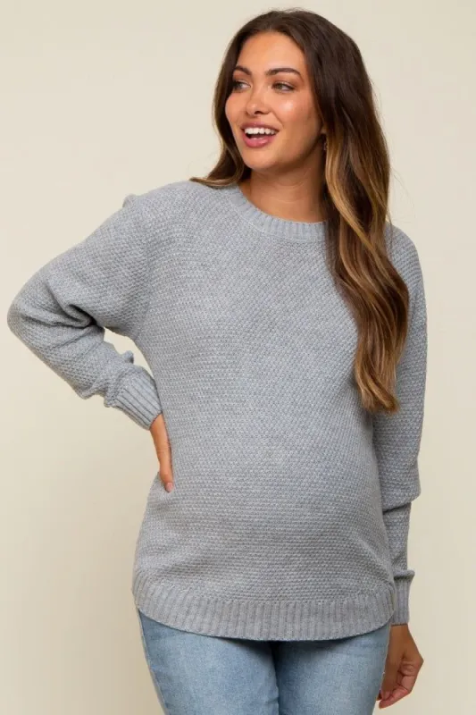 Heather Knit Pullover Maternity Sweater sold by Pinkblush