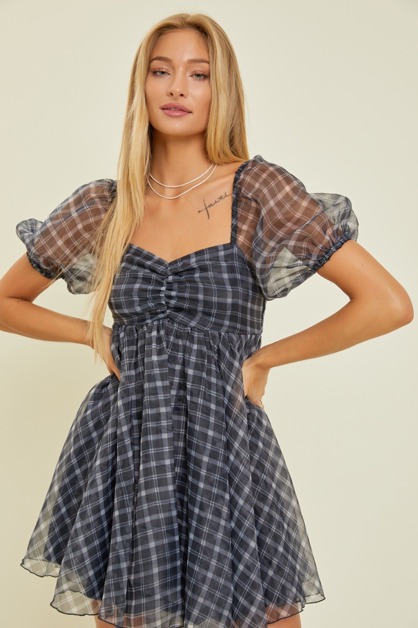 Navy Babydoll Mini Dress sold by Pinkblush