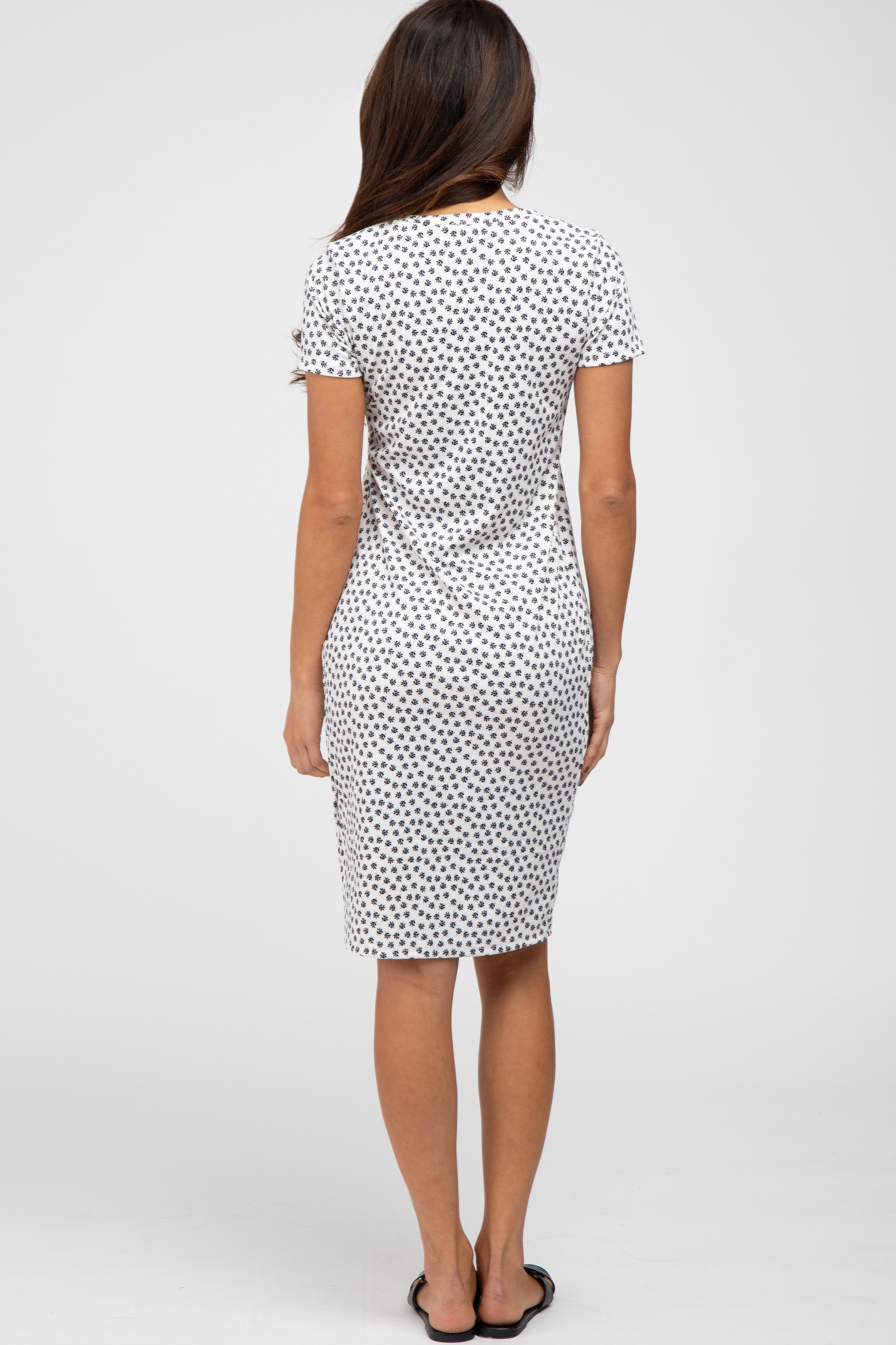 White Ditsy Floral V-Neck Dress sold by Pinkblush product image thumbnail 3