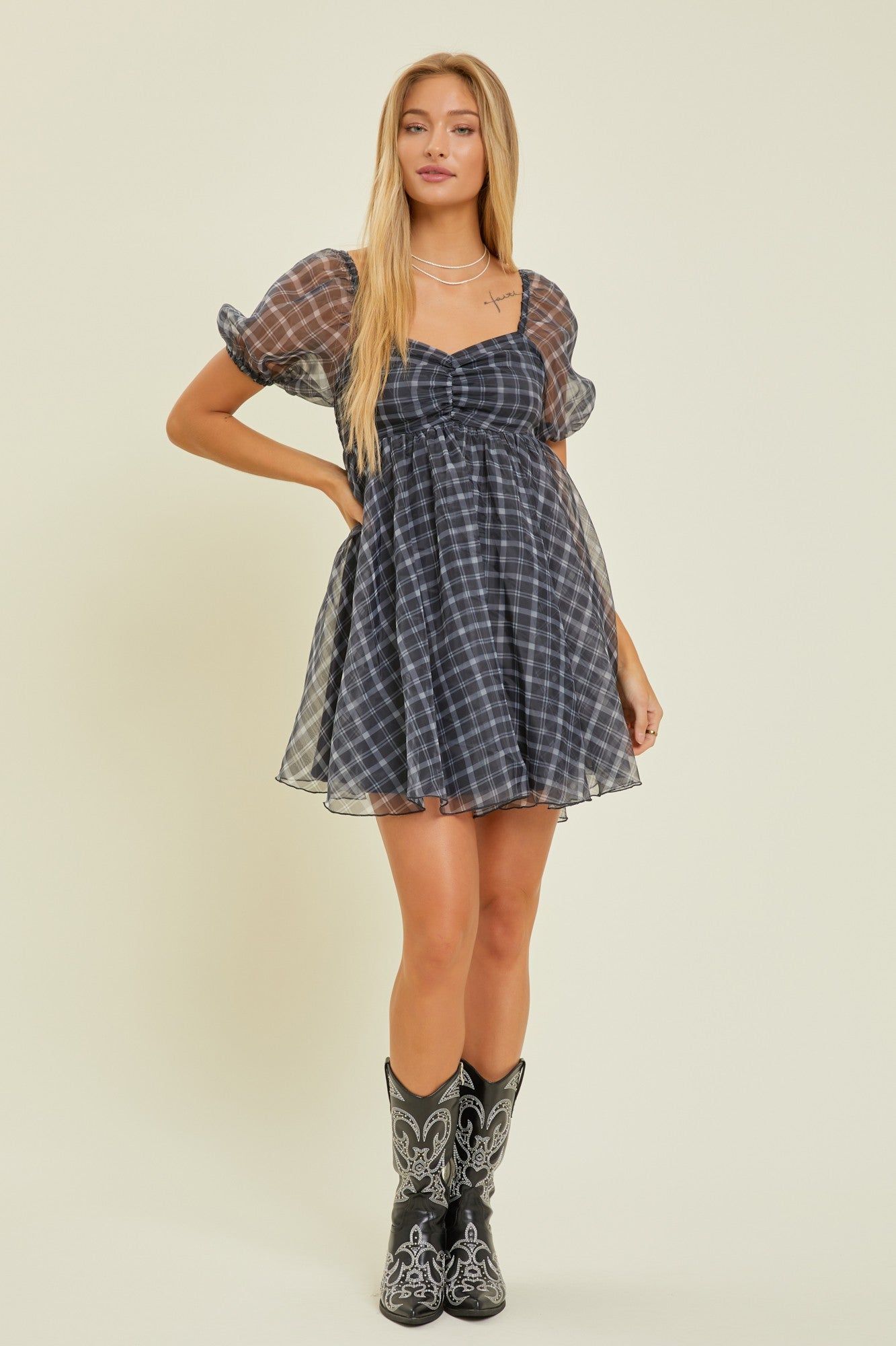 Navy Babydoll Mini Dress sold by Pinkblush product image thumbnail 3