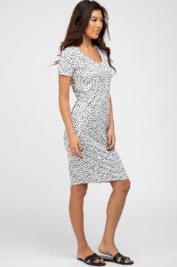 White Ditsy Floral V-Neck Dress sold by Pinkblush