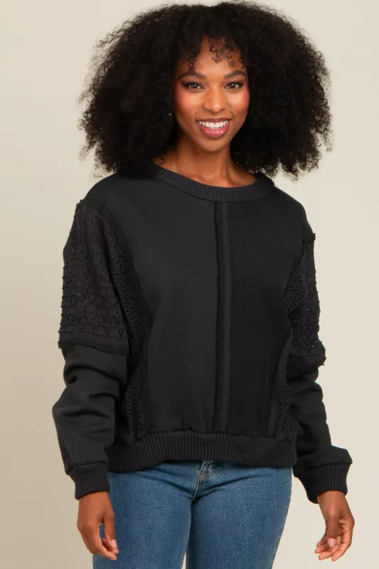 Charcoal Lace French Terry Top sold by Pinkblush