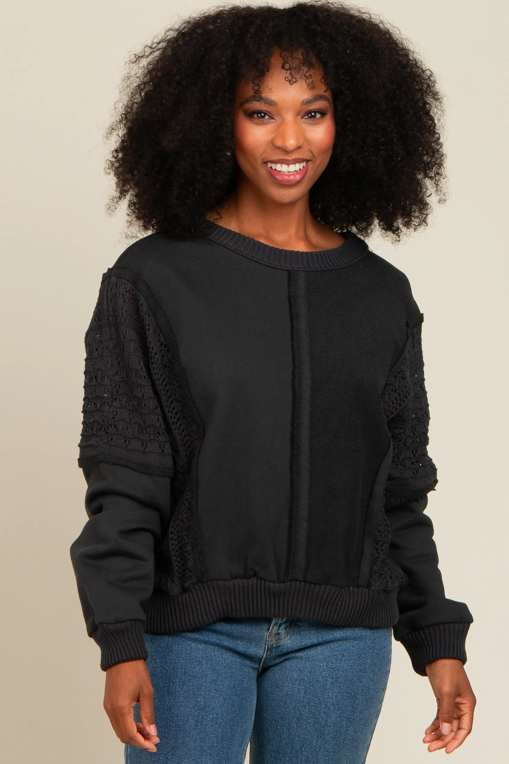 Charcoal Lace French Terry Top sold by Pinkblush