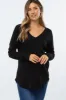 Black Waffle Knit Long Sleeve Maternity Top sold by Pinkblush
