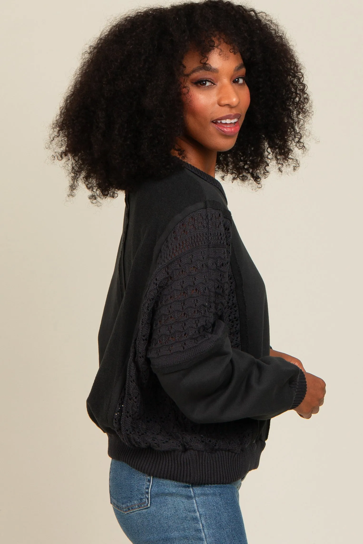 Charcoal Lace French Terry Top sold by Pinkblush product image thumbnail 2