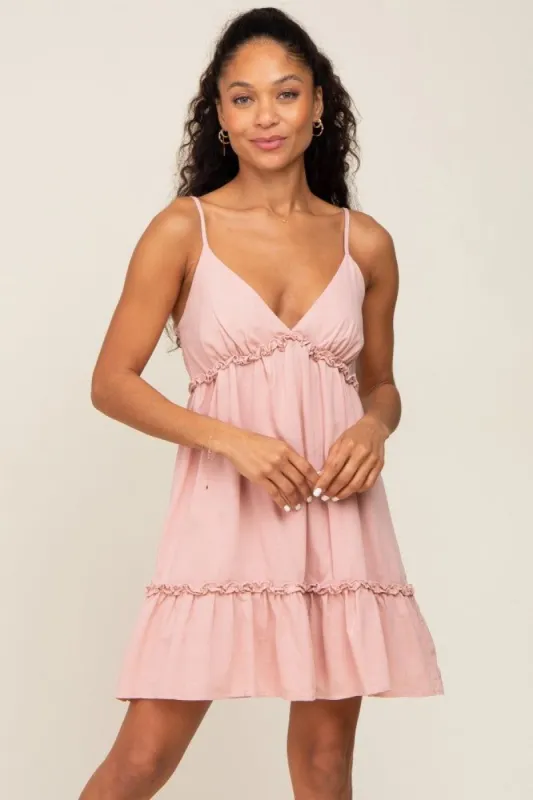 Pink Strapless Ruffle Accent Mini Dress sold by Pinkblush