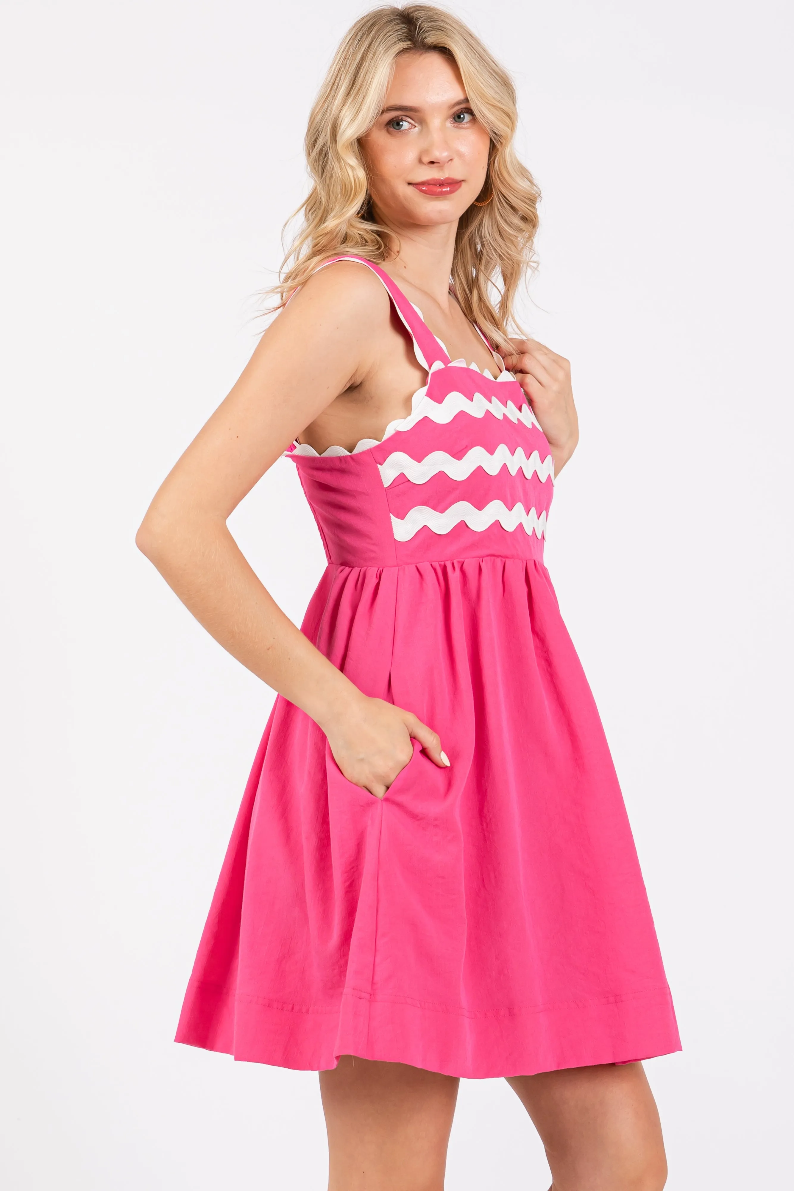 Fuchsia Ric Rack Accent Sleeveless Dress sold by Pinkblush product image thumbnail 2
