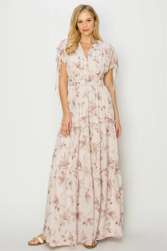 Mauve Floral Maxi Dress sold by Pinkblush