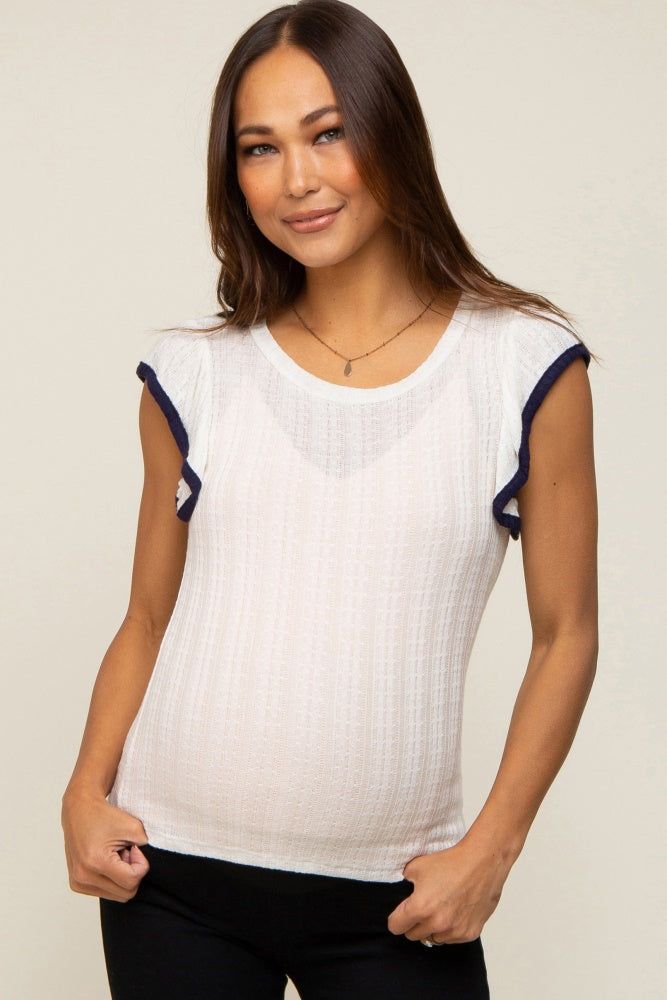 Ivory Cap Sleeve Knit Maternity Top sold by Pinkblush product image thumbnail 2