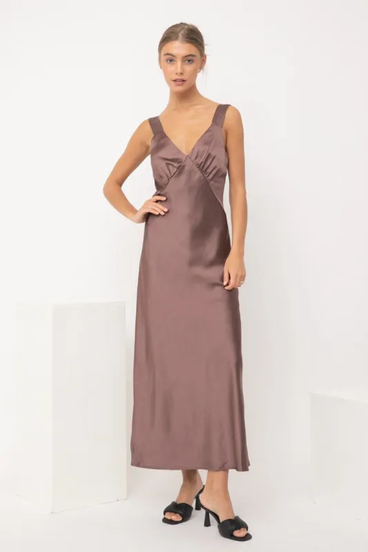 Mocha Silky Dress sold by Pinkblush