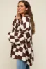 Brown Checkered Print Oversized Maternity Cardigan sold by Pinkblush
