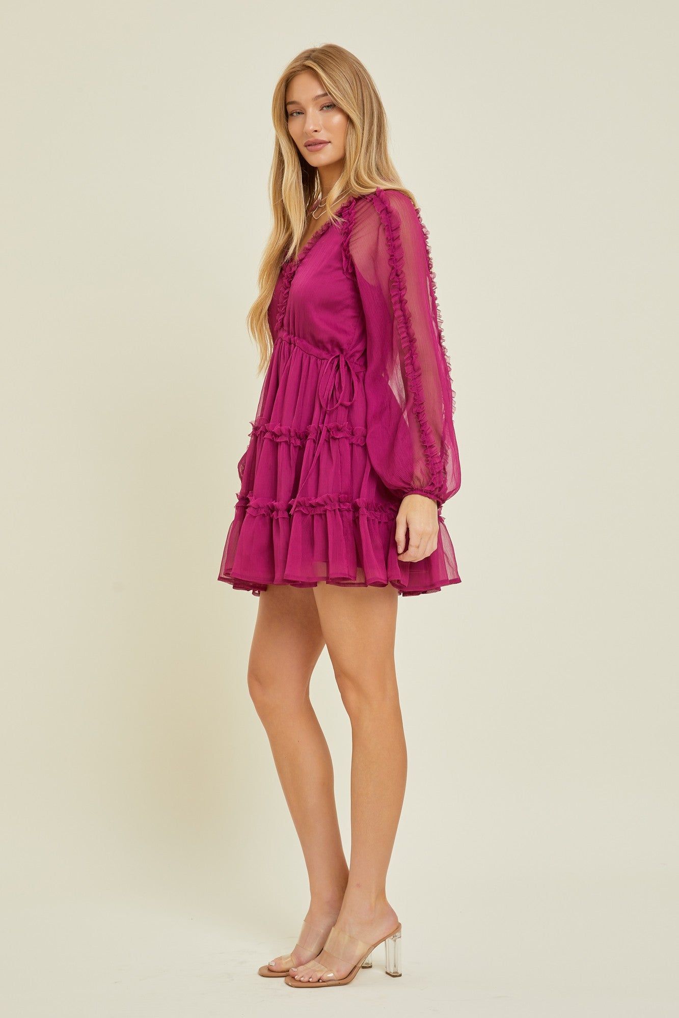 Orchid V-Neck Long Sleeve Mini Dress sold by Pinkblush product image thumbnail 3