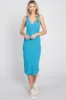 Aqua Sleeveless Ribbed Knit Fitted Dress sold by Pinkblush