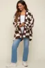 Brown Checkered Print Oversized Maternity Cardigan sold by Pinkblush