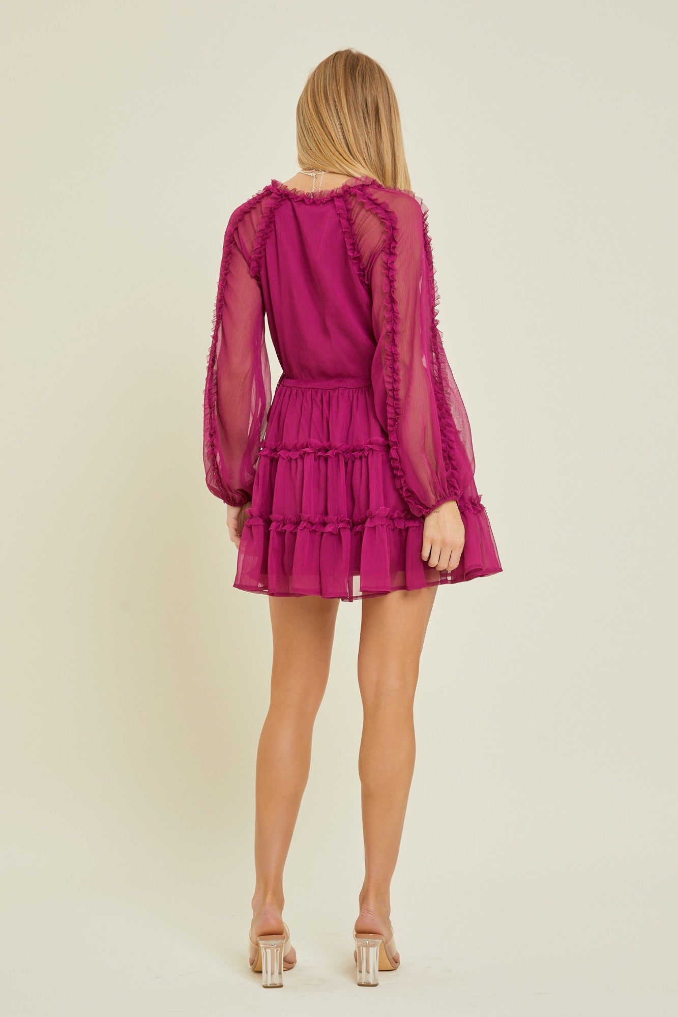 Orchid V-Neck Long Sleeve Mini Dress sold by Pinkblush product image thumbnail 4