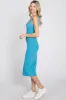 Aqua Sleeveless Ribbed Knit Fitted Dress sold by Pinkblush