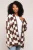 Brown Checkered Print Oversized Maternity Cardigan sold by Pinkblush
