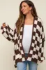 Brown Checkered Print Oversized Maternity Cardigan sold by Pinkblush