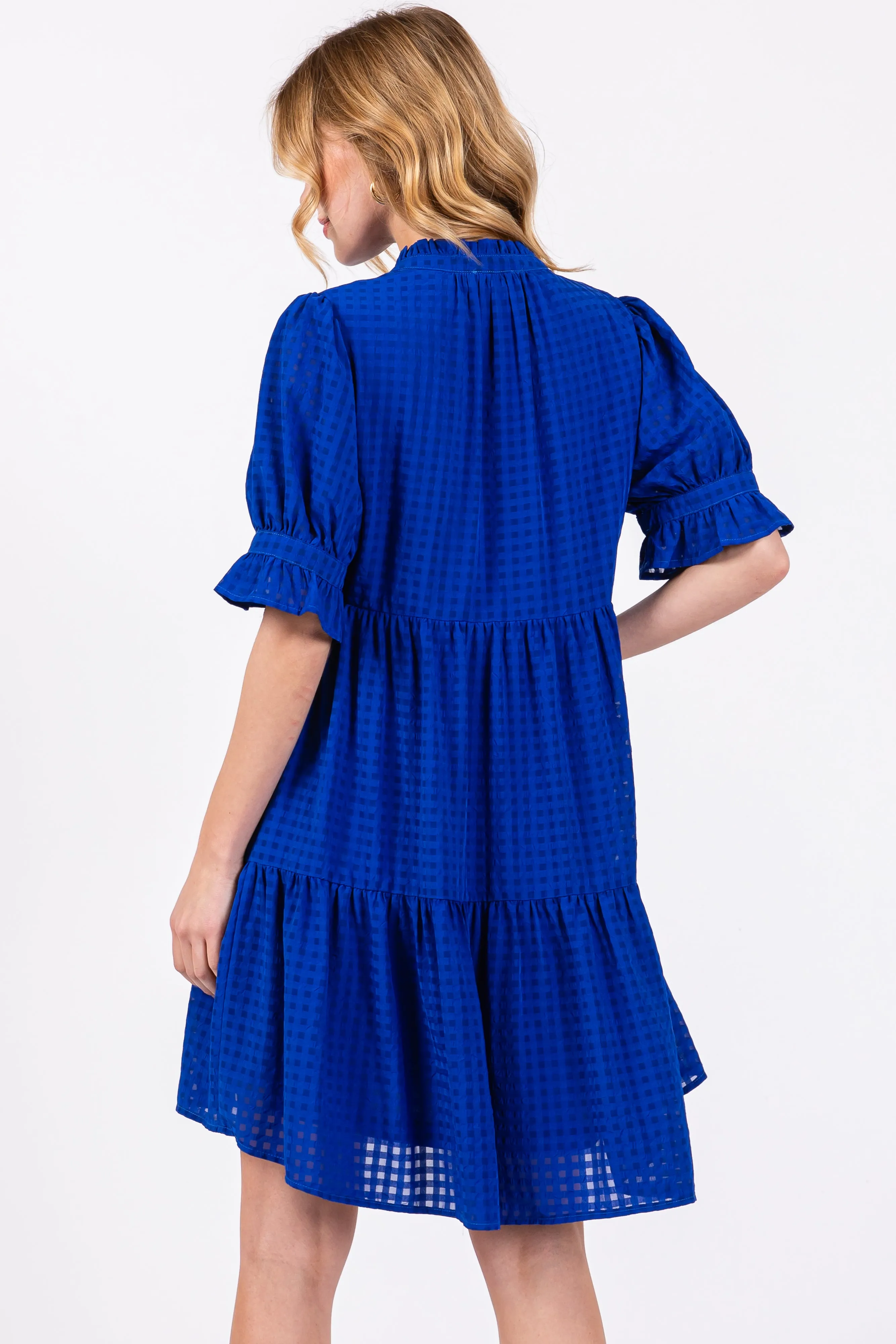 Royal Blue Buttoned Down Short Sleeve Dress sold by Pinkblush product image thumbnail 4