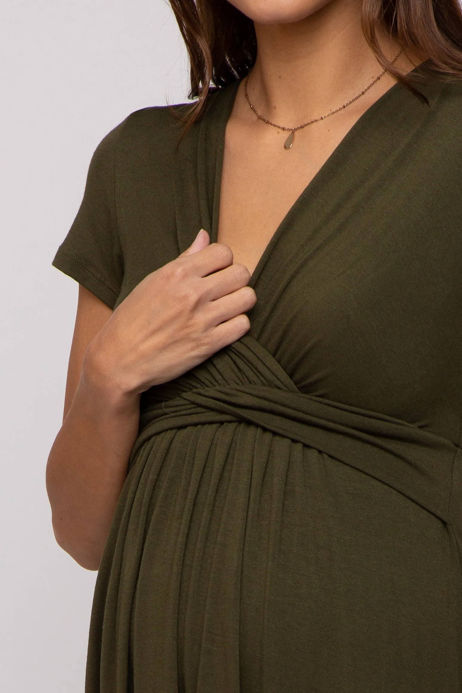 PinkBlush Olive Draped Front Maternity Nursing Top sold by Pinkblush product image thumbnail 4
