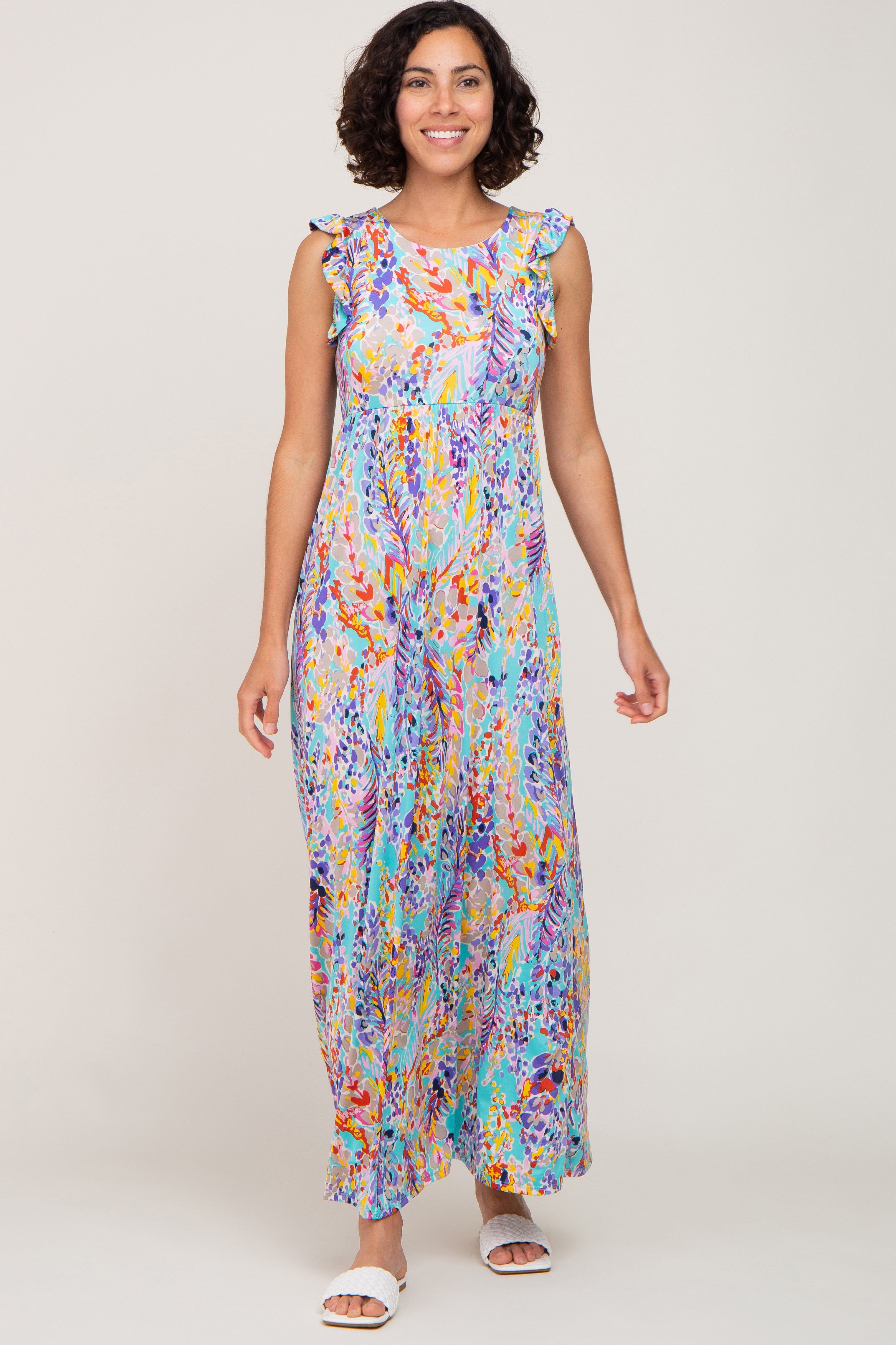 Mint Green Abstract Maxi Dress sold by Pinkblush