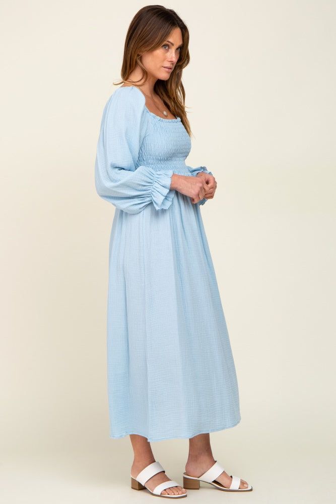 Light Blue Gauze Smocked Midi Dress sold by Pinkblush product image thumbnail 2