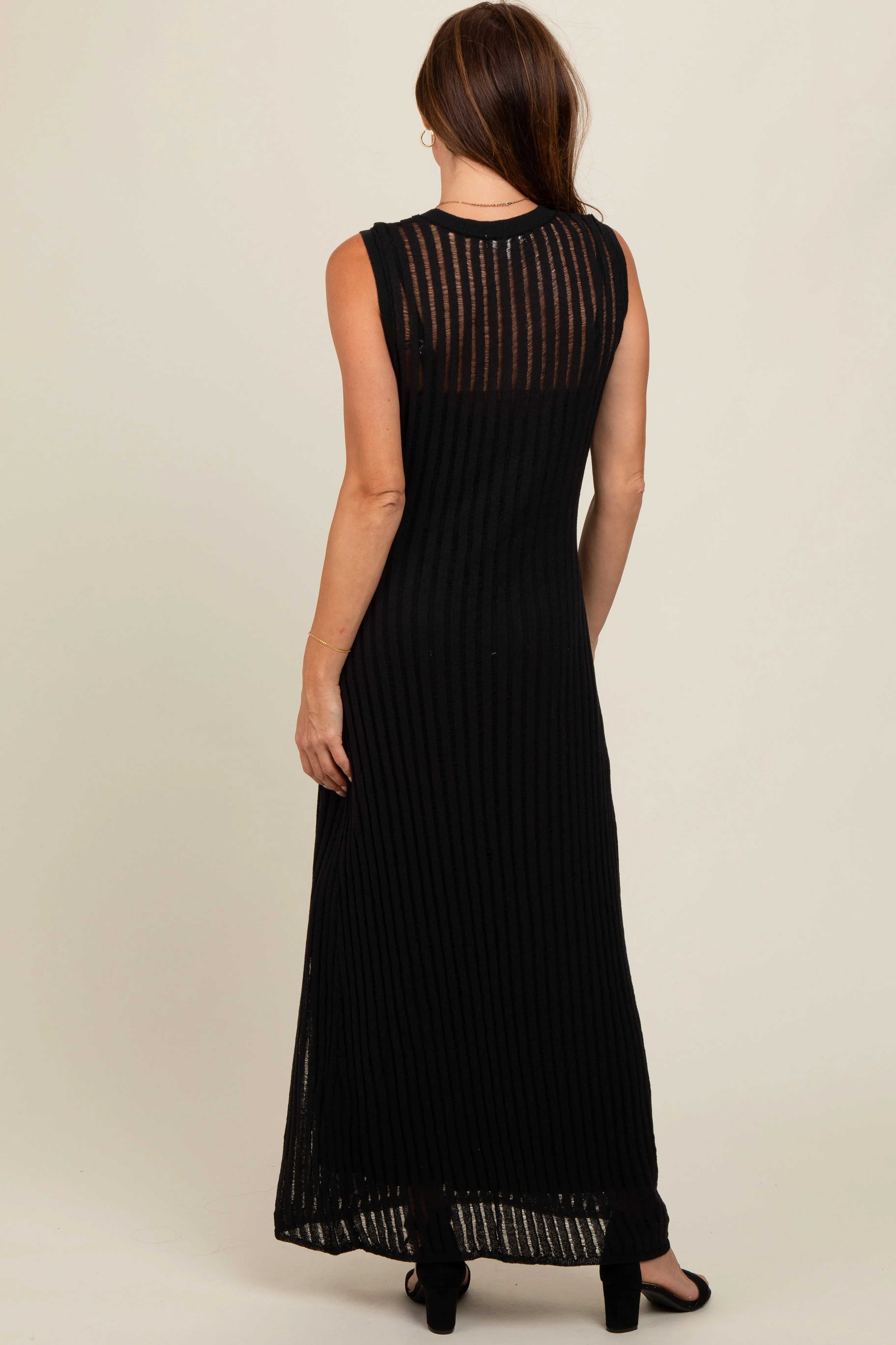 Black Sheer Knit Layered Maxi Dress sold by Pinkblush product image thumbnail 4